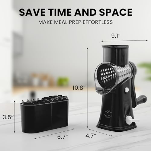 Rotary Cheese Grater Hand Crank, Vegetable Shredder - Black & Chrome - color: 01 - Black