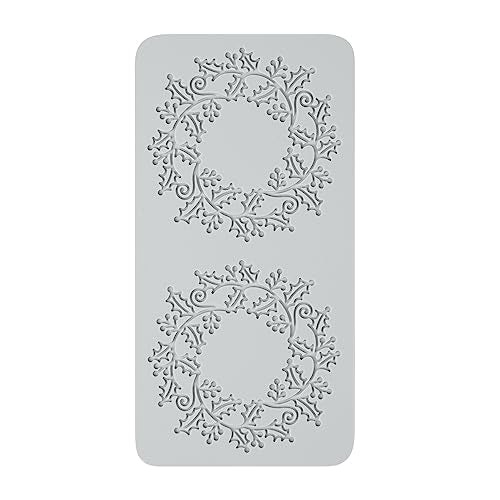 Restaurantware Pastry Tek Fondant Impression Mat 1 Reusable Fondant Embosser - Autumn Leaf Halo Pliable Gray Silicone Cake Impression Mat Dishwashable For Cake Decoration - style: Autumn Leaf Halo