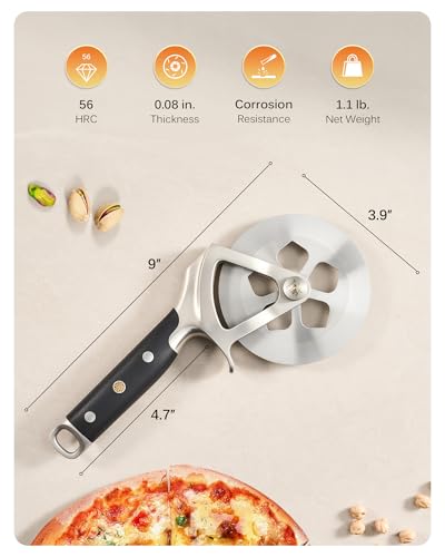 KYOKU 4in Pizza Cutter, Detachable High Carbon Steel Wheel with Blade Cover - size: Pizza Cutter with Blade Cover