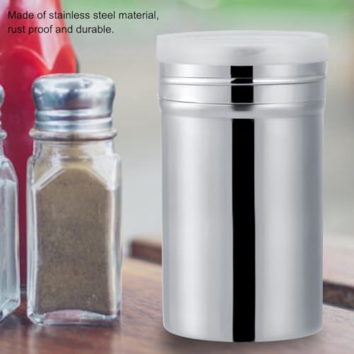 Stainless Steel Powdered Sugar Shaker Duster, Fine Mesh Shaker Powder Cans with Plastic Lid Chocolate Sifter Dispenser Container for soda Cocoa Sugar Spice (Large)