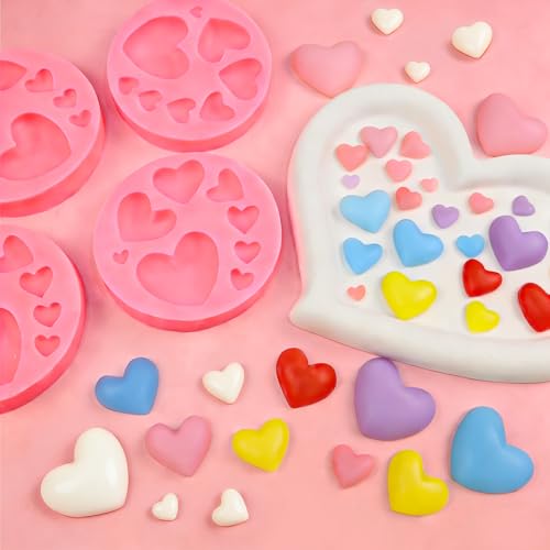 Heart Fondant Mold, 4 Pcs Heart Chocolate Molds Silicone - color: Heart