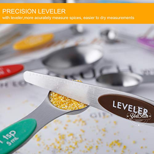 Magnetic Measuring Spoons Set Stainless Steel Dual Sided Measuring Spoons - color: Color