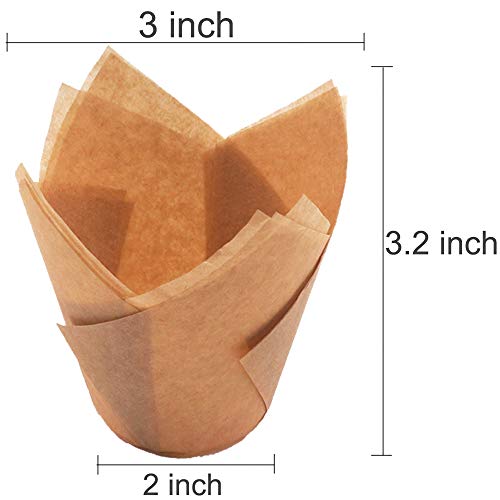 150pcs Tulip Cupcake Liners Natural Baking Cups Muffin Paper Liner - color: Natural Color
