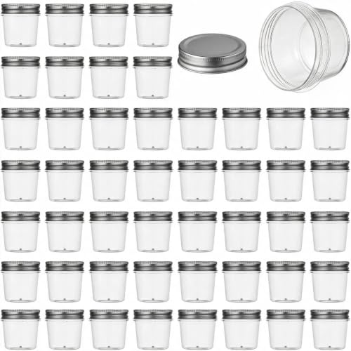 novelinks 4 oz Plastic Small Mason Jars and Small Plastic Jars with Lids - color: Silver, size: 40 Pack 4 Ounce