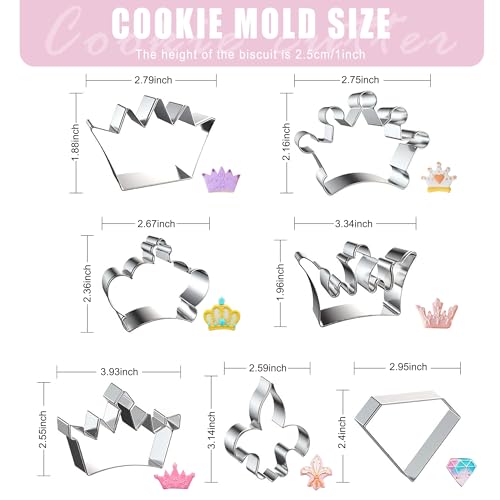 Crown Cookie Cutter Baking Cookie Biscuit Princess Girls Holiday Heart Gifts Decorative Party 3.5" Kitchen Cake Supplies (Queen Crown Cookie Cutters Set) - color: Crown Sets