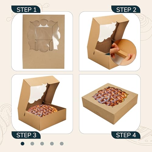 NPLUX 30 Pack Halloween Bakery Boxes,10x10x3inch Pie Boxes for Farm Markets - color: Brown