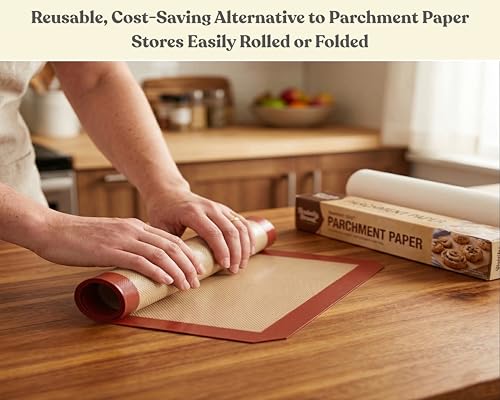 Silicone Baking Mats Set of 2, Half Sheet Nonstick Reusable Extra Thick Baking Sheet Liners for Cookies, Macarons, Bread, Pizza, Pastry, Red - color: Red, size: 16.5"L x 11.6"W