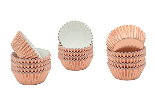 Mini Rose Gold Foil Cupcake Liners Muffin Baking Cups for Party and More, 300-Count - color: Rose Gold