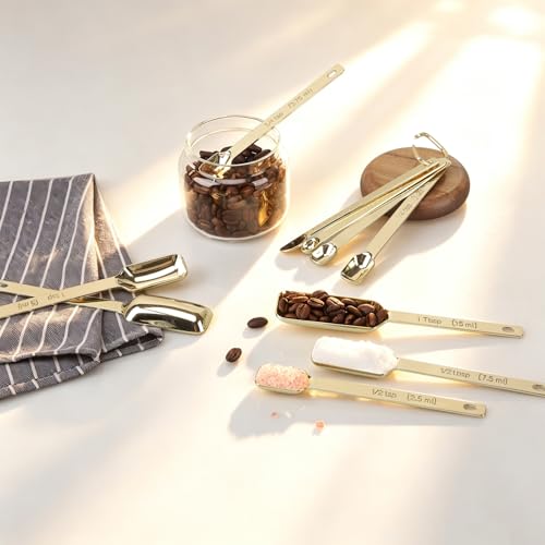 Stainless Steel Measuring Spoons with Leveler, 10pcs, Gold - color: C - Gold, size: 10pcs