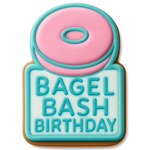 Bagel Bash Birthday Cookie Cutter & Stamp, Fondant & Clay - 2.9x4