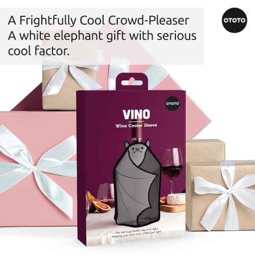 OTOTO Vino Wine Cooler Sleeve - Bat Cooler Sleeve for Wine Bottles & Glass Bottles, Reusable Bottle Cooler Sleeve, Halloween Spooky Gifts, Gothic Gifts, Unique Kitchen Gadgets - color: Vino Cooler Sleeve