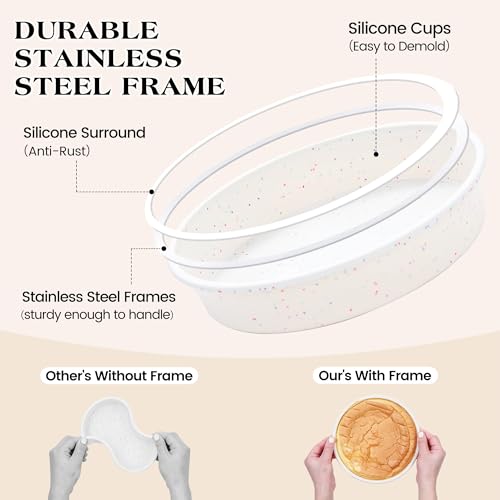 6 inch Small Round Cake Pans with Metal Reinforced Frame, Set of 3 - color: Round, size: 6 inch