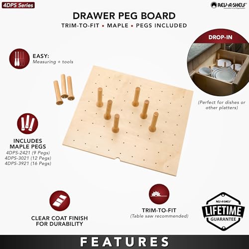 Rev-A-Shelf Trim to Custom Fit Wooden Pegboard Drawer Divider Organizer - size: 30" W x 21" D