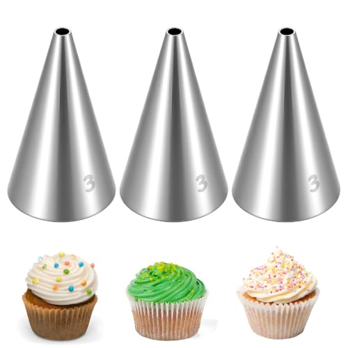 3 Pieces Cake Decorating Tips, #3 Stainless Steel Small Piping Tips - size: #3
