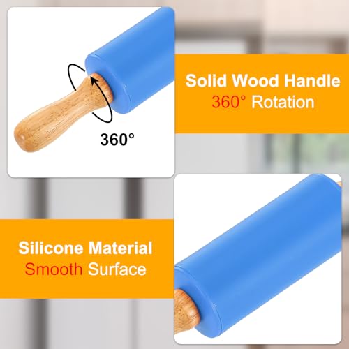 uxcell 4 Inch Silicone Rolling Pin Small Dough Roller Blue - color: Blue, size: 4 Inch