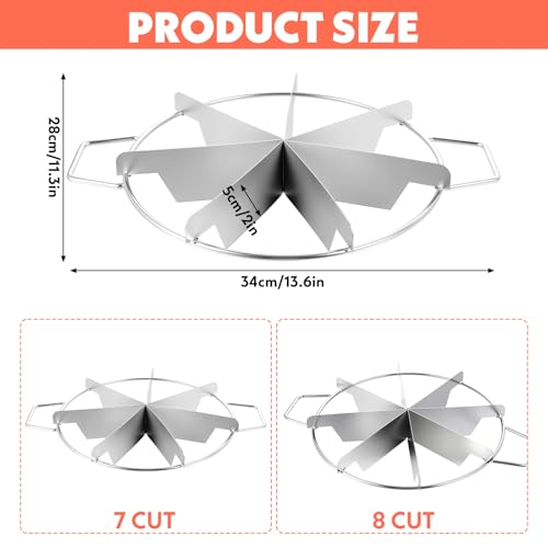 2-Pack Pie Cutter 8 Slice & 7 Slice - 13.6" Stainless Steel Pie Slicer & Cheesecake Cutter, Commercial-Grade Cake Slicer for Even Slices, Perfect for Pies, Pizzas, Desserts