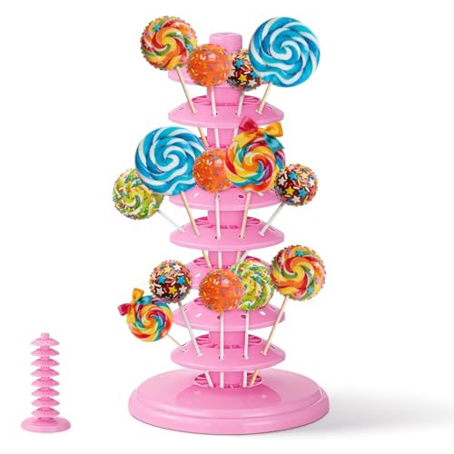 PRETYZOOM Pink Pp Lollipop Display Holder Multi-Tier Adjustable Stand