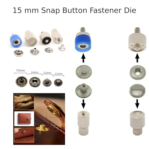 Hand Press Machine Set with Essential Dies for Snap Buttons, Grommet Eyelets, Rivets, Popper Fasteners Setting and Hole Punchers - color: Blue Press with Die Set