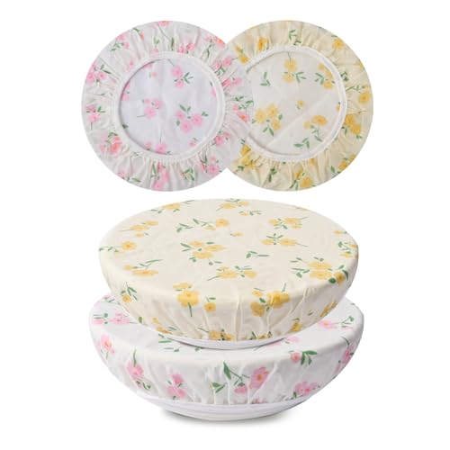2Pcs 10inch Reusable Beeswax Elastic Bowl Covers for Bread Proofing - style: small Flower
