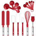Silicone Spatula Set, 17 Piece Baking Utensils, Nylon and Stainless Steel, Non Stick and Heat Resistant Bakeware set New Baker's Gadget Tools Collection - color: Red