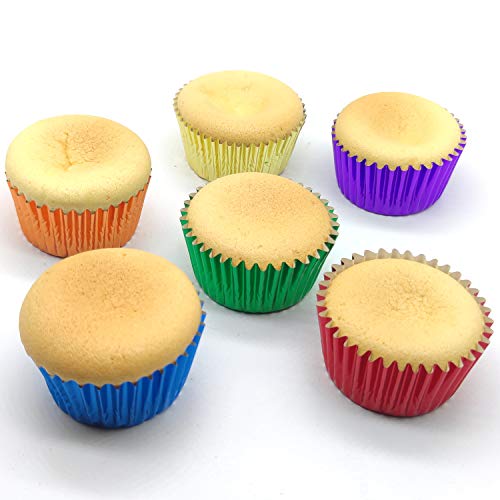Rainbow 6 Bright Colors Standard Cupcake Liners Muffin Foil Paper Baking Cups, 120-Count - color: Rainbow