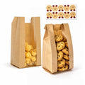 WIKDAY Cookie Bags with Window 50PCS Small Paper Treat Bread Bakery Bags - size: Small Size (3.5" x 2.3" x 7.5") with Stickers A