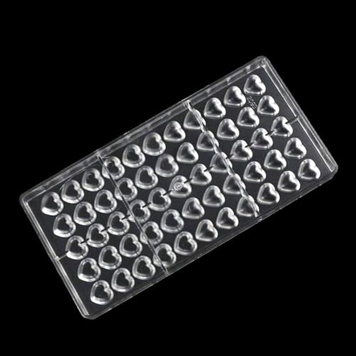 TUKE Polycarbonate Chocolate Mold 55 Cavity Love Heart Shape Pralines & Truffles Mold, Transparent Plastic Candy Making Mold for Baking, Desserts, Ice Cubes - Dishwasher Safe (C_ Heart) - size: C_ Heart