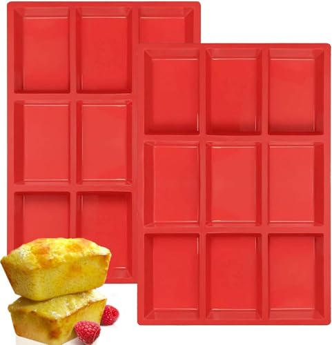 2 Pack Silicone Mini Loaf Pans - 9 Cavity Non-Stick Baking Mold for Bread, Cake, Meatloaf & Brownies | Food Grade BPA Free | Dishwasher Safe