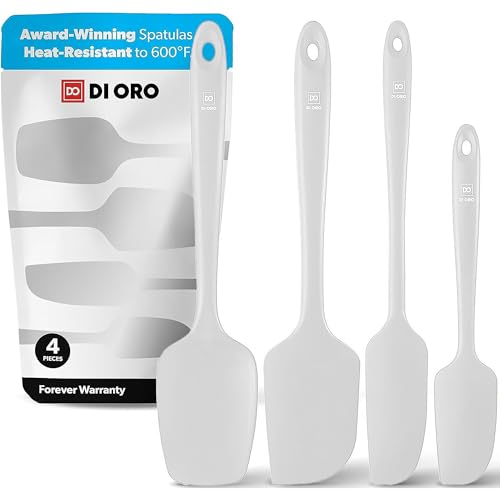 DI ORO Silicone Spatula Set - 600F Heat Resistant, 4-Pc Stone - color: Stone