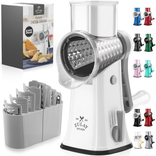 Rotary Cheese Grater Hand Crank, Vegetable Shredder - White & Gray - color: 04 - Gray and White