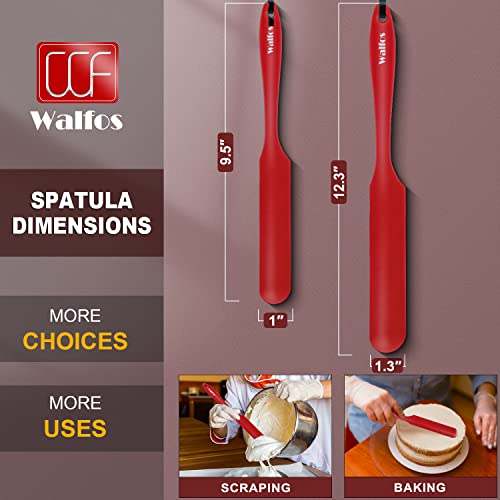 Walfos Silicone Jar Spatula - High Heat Resistant Kitchen Spatulas(450°F）,Cake Cream Butter Spatulas, for Cooking Mixing -BPA Free and Dishwasher Safe Mixing Batter Scraper Spatula, Red(2pcs) - color: Red, size: 2 pieces Jar Spatulas 450°F