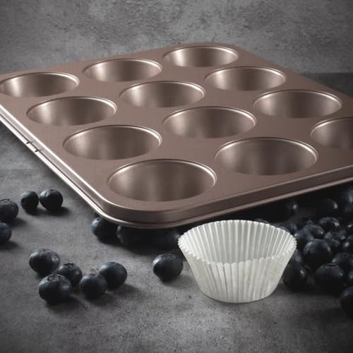 HAPPIELS 12 Cup Muffin Pan Nonstick, PFOA & BPA Free - style: Muffin Pan