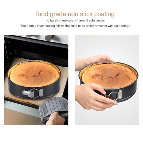 3Pcs Springform Cake Pan Set - Nonstick Round Carbon Steel Bakeware with Removable Bottom for Cheesecake Pizza Bread, Black(18+20+22cm) - size: 18+20+22cm