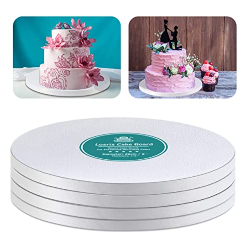 White Cake Drums Round 12 Inch Cake Boards with 1/2-Inch Thick Smooth Edges for Multi Tiered Birthday Wedding Party Cakes Drum Board - size: 12 Inch (4 PCS)