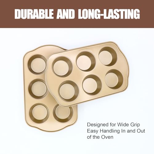 Jumbo Muffin Pan, 6 Cup, 3.5inch Dia, 2 Pack
