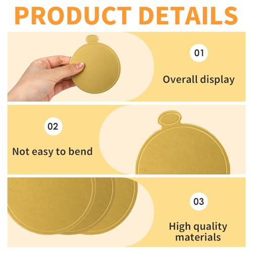 100pcs 3.5 Inch Cake Boards, Gold Round Cardboard Bases for Cupcakes, Mousse Desserts, Disposable Eco-Friendly Display Stands (9cm)