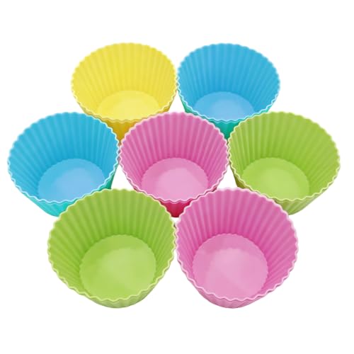 12 Pack Silicone Baking Cups, 4 Colors Silicone Muffin Liners Reusable - color: 4 Colors