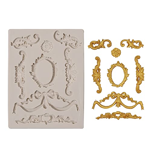 Classical Pattern Lace Fondant Mold, Baroque Scroll Silicone Molds