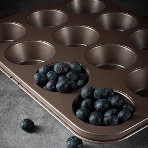 HAPPIELS 12 Cup Muffin Pan Nonstick, PFOA & BPA Free - style: Muffin Pan