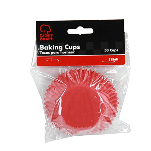 Chef Craft Classic Cupcake Liners, 50 count, Bright Red - color: Bright Red, size: 50 count
