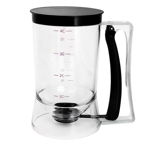 4-Cup Pancake Batter Dispenser with Squeeze Handle & Measuring Marks - color: Black