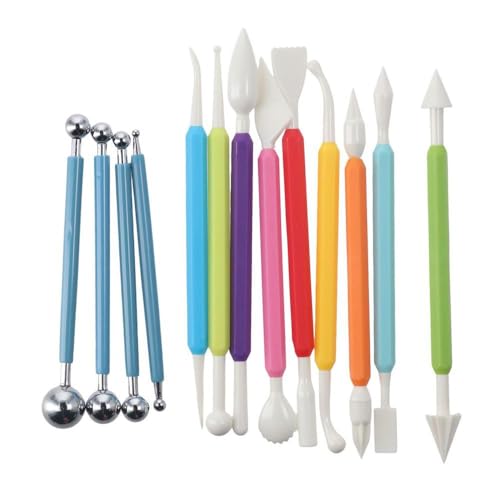 13PCS DIY Fondant Tool Gum Paste Modeling Tools Cake Decorating Hand Tool Double Head Metal Ball Modeling Tools