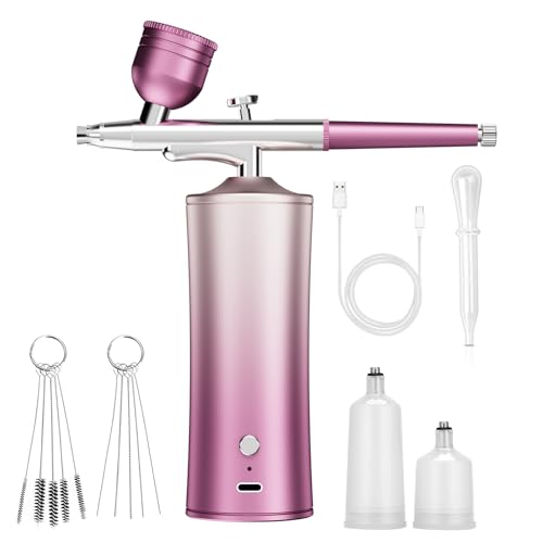 cordless airbrush kit comes with adjustable air pressure, suitable for nail art, airbrush makeup, model painting, hair tinting, cake decorating and graffiti creation
