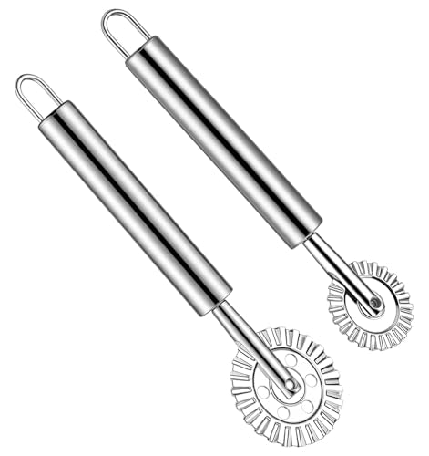 2Pcs Pie Crimper, Fluted Pastry Wheel with Fluted Edge