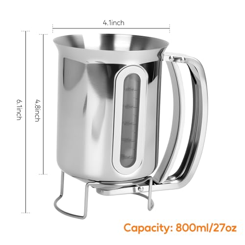 32oz 900ml Stainless Steel Pancake Batter Dispenser with Handle, Scale