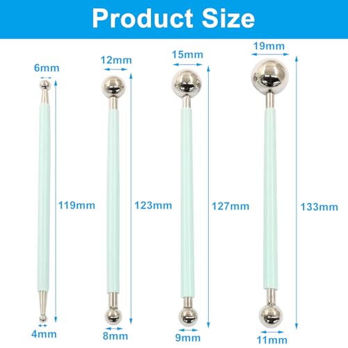 4Pcs Light Green Ball Shaped Cake Dotting Tool - color: Light Green