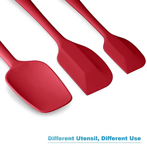 3-Piece Silicone Spatula Set, 600°F Heat Resistant, Wine Red - color: E-Wine Red