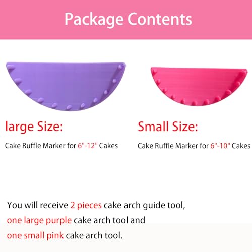 2 PCS Cake Arch Guide Tool, Cake Piping Guide Tool, Ruffle Guide Stencil, Cake Ruffle Marker for 6"-12" Cakes (One Large and One Small) - size: One Large and One Small