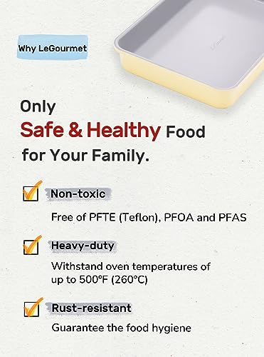 LeGourmet Nonstick Rectangle Baking Pan 9x13 Inch, Ceramic Coating, Non-Toxic, Rust Resistant Aluminized Steel, Perfect Baking Dish for Brownie Cake, Roasting, Lasagna - Butter - color: Butter