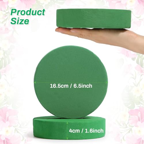 6 Pcs Round Floral Foam Blocks for Flower Arrangements (Diameter6.5”) Large Wet and Dry Green Flower Florist Foam Round for Fresh and Artificial Flowers, Plant Decorations - size: Diameter 6.5"